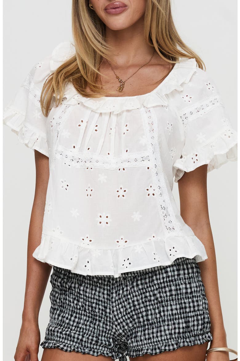 Teigen Eyelet Lace Top, Main, color, WHITE