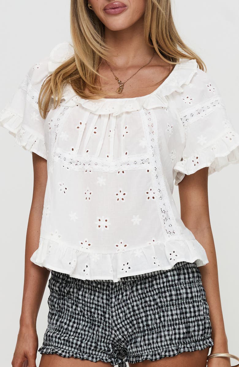 Princess Polly Teigen Eyelet Lace Top, Main, color, 