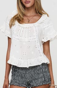 Princess Polly Teigen Eyelet Lace Top