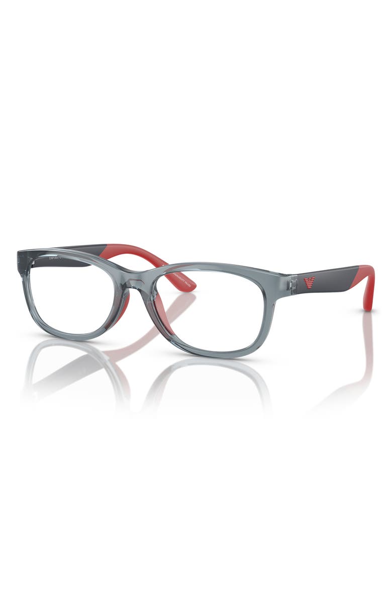 Emporio Armani 49mm Pillow Optical Glasses, Alternate, color, Shiny Blue / Demo Lens