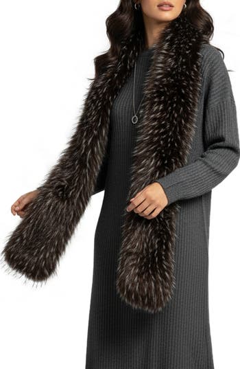Saachi Faux Fur Scarf In Multi