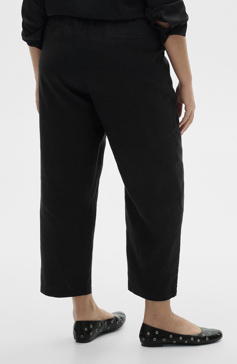 MANGO Linen Drawstring Pants, Alternate, color, Black