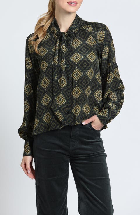 Print Tie Neck Top