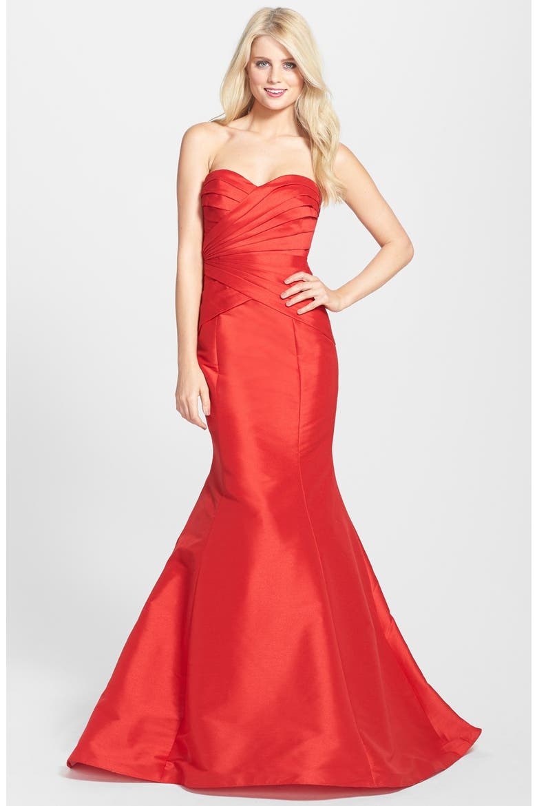 Faille Mermaid Gown, Main, color, POPPY