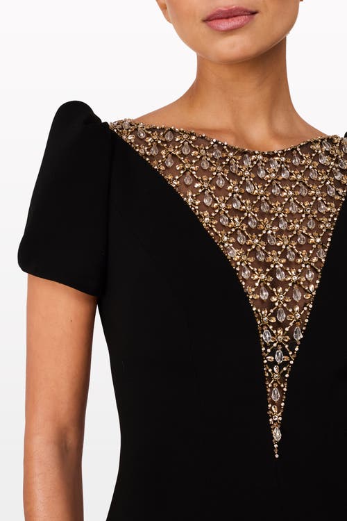 Jenny Packham Empress Puff-sleeve Crystal-embellished Maxi Dress In Black