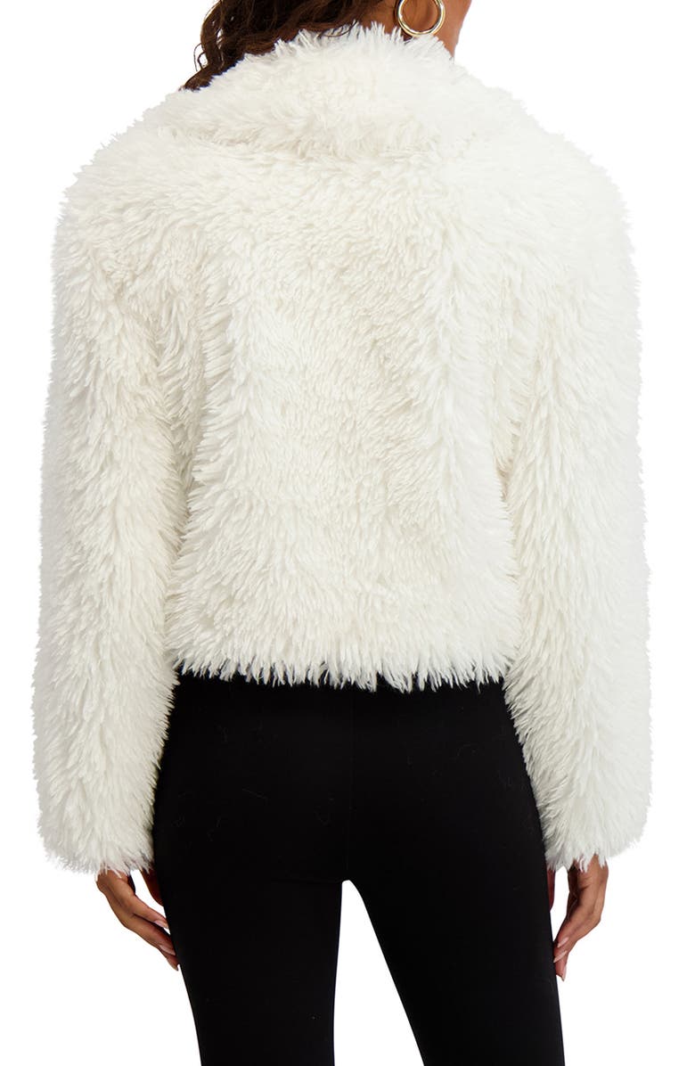 Kensie Faux Fur Crop Jacket, Alternate, color, Ivory