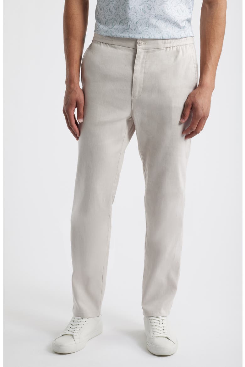 Tristan Stretch Linen & Cotton Drawstring Pants, Main, color, STONE