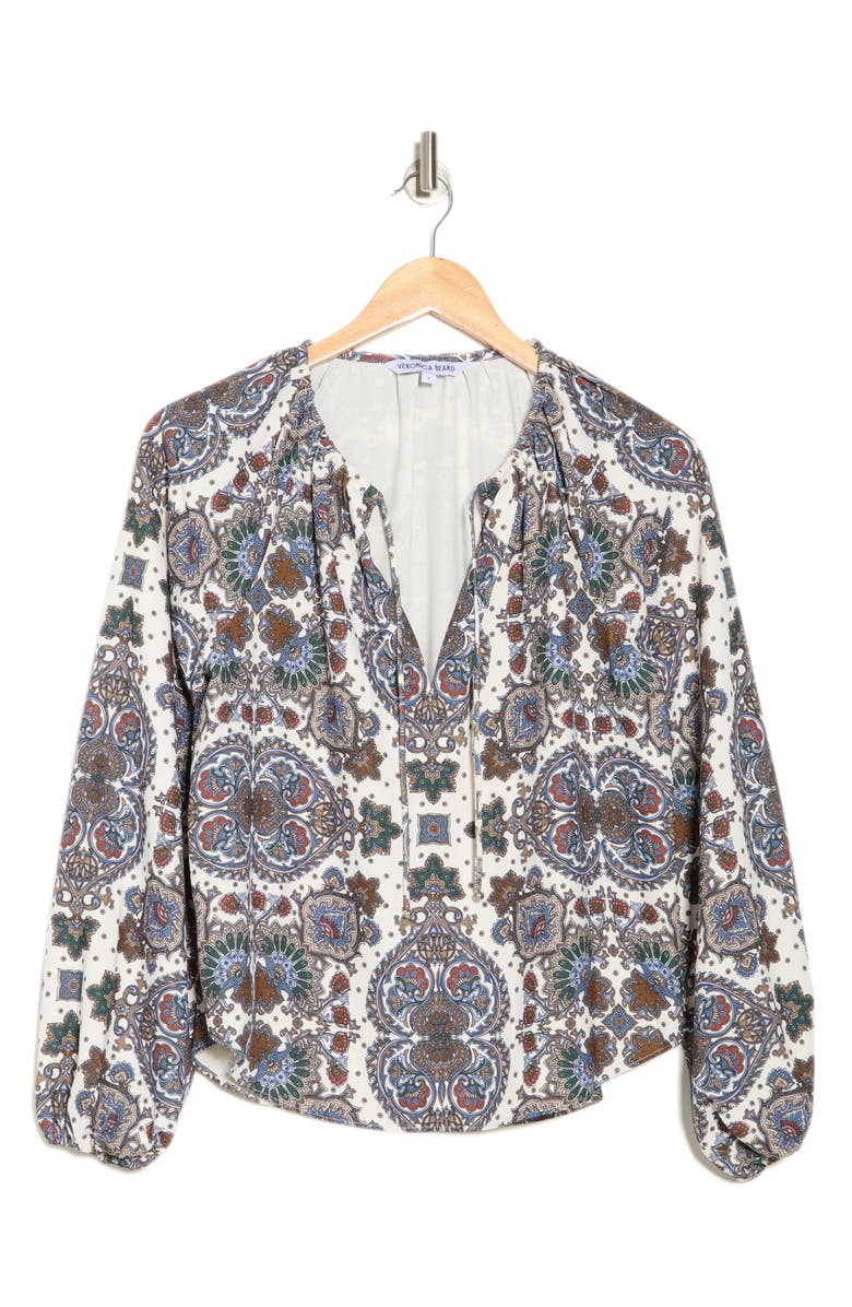 Veronica Beard Solay Top, Alternate, color, Off White Multi