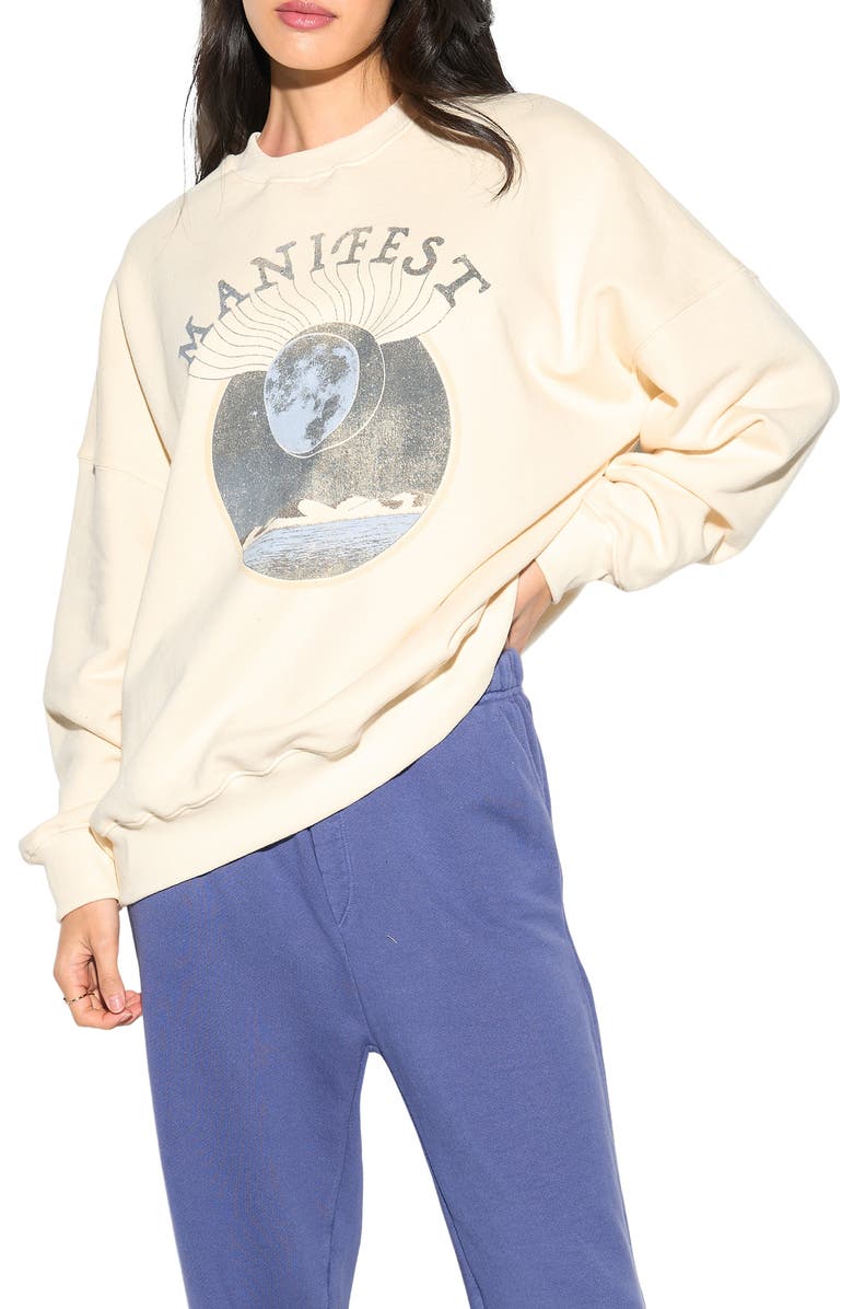 Spiritual Gangster Moon Dunes Oversize Cotton Graphic Sweatshirt, Main, color, Canvas