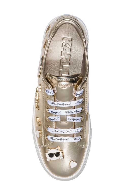 Karl Lagerfeld Paris Cate Pin Logo Low Top Sneaker In Gold