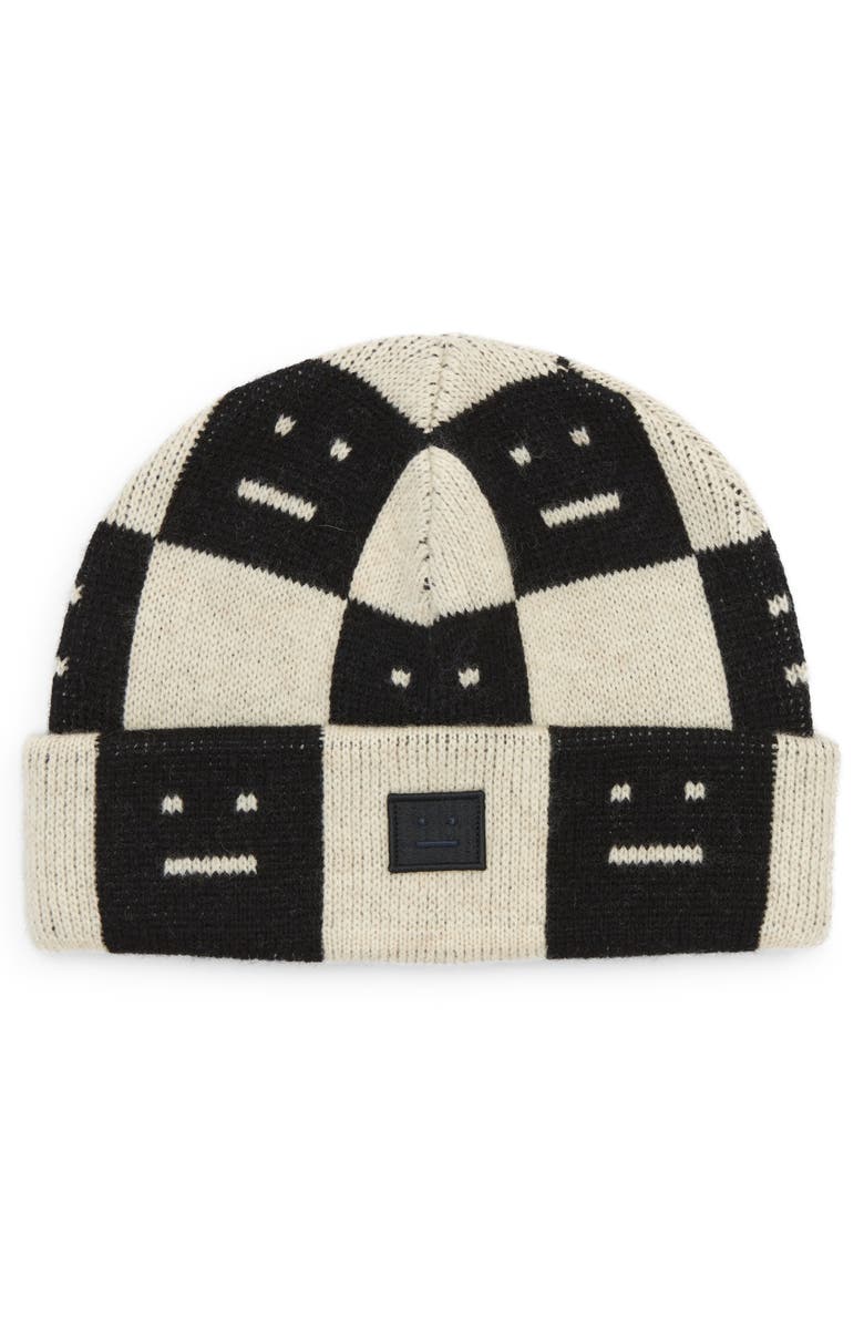 Acne Studios Kids' Kuri Face Checkerboard Wool Beanie, Main, color, 