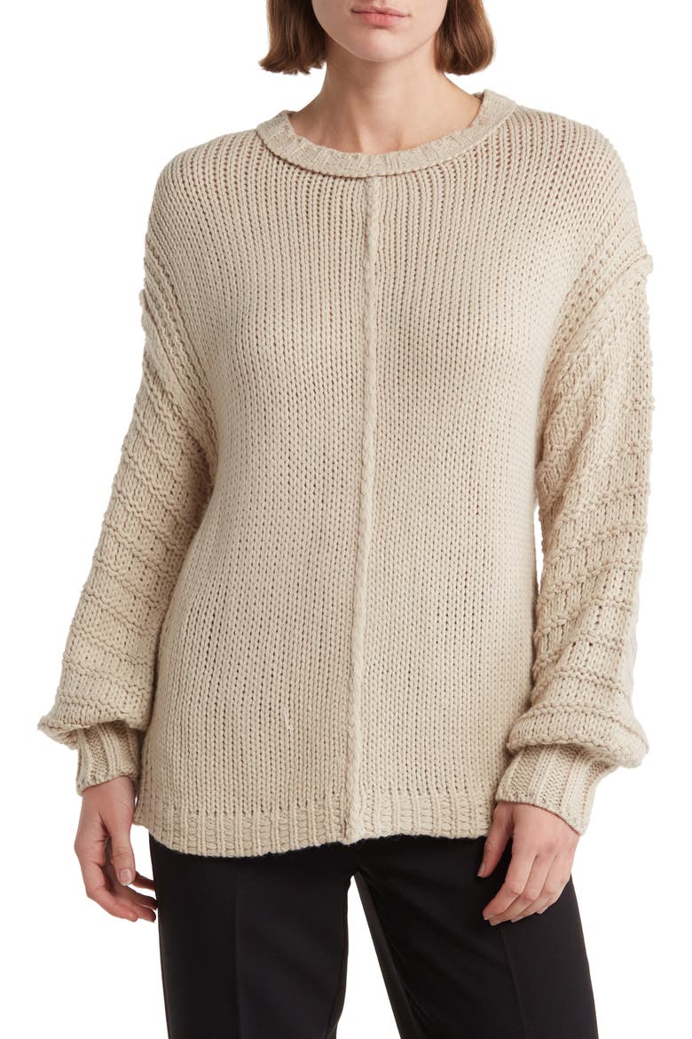 Long Puff Sleeve Sweater, Main, color, CREAM