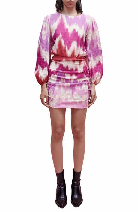 maje Ritie Tie Dye Long Sleeve Blouson Minidress