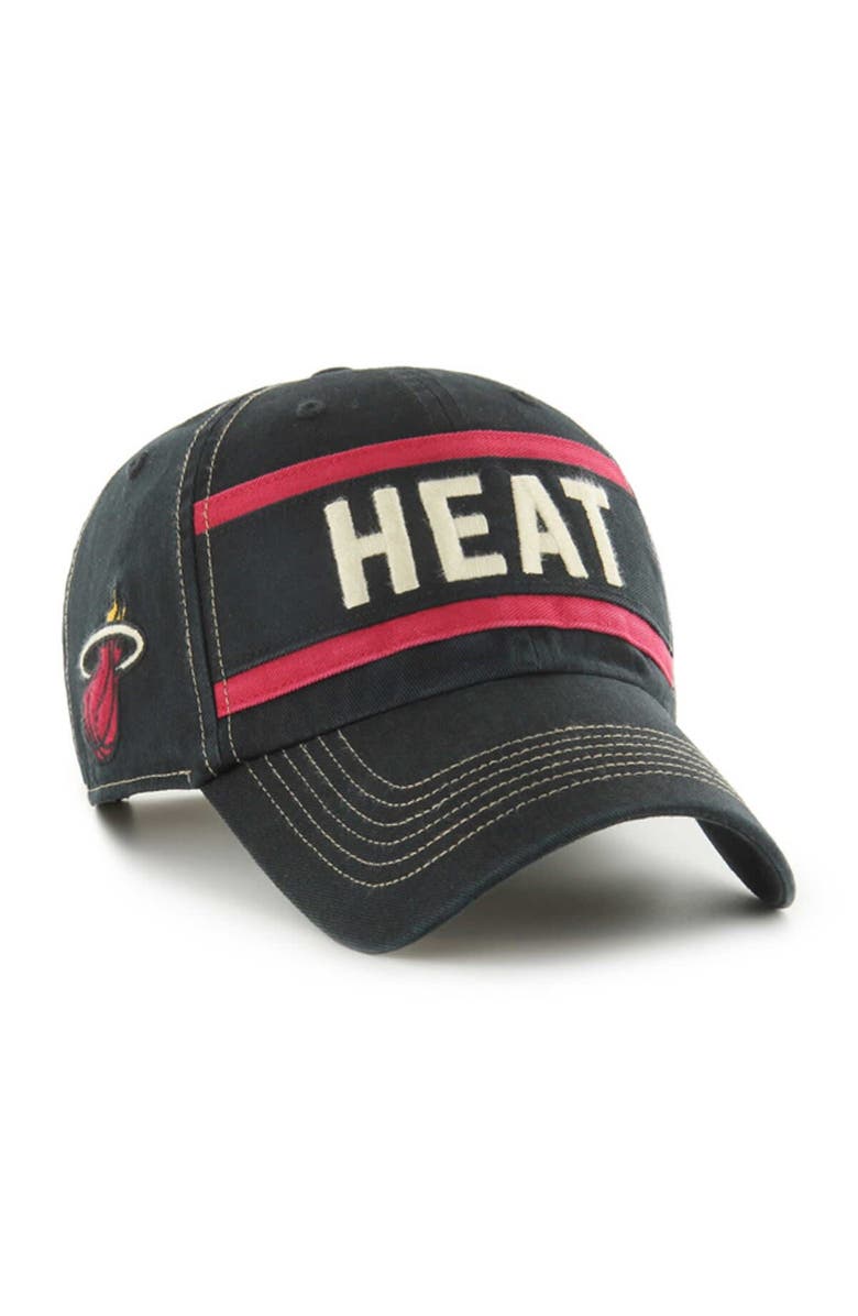 '47 Men's '47 Black Miami Heat Quick Snap Clean Up Adjustable Hat, Main, color, 