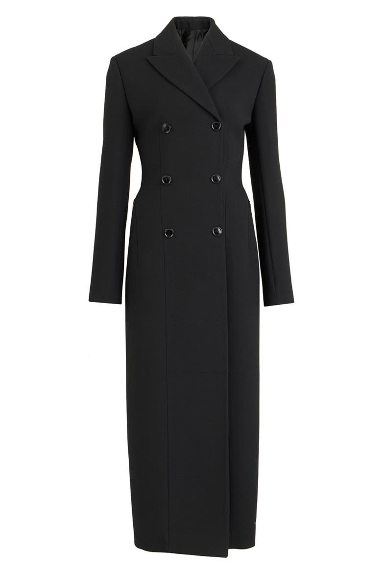 Tailored Wool Blend Crepe Coat, Main, color, NOIR