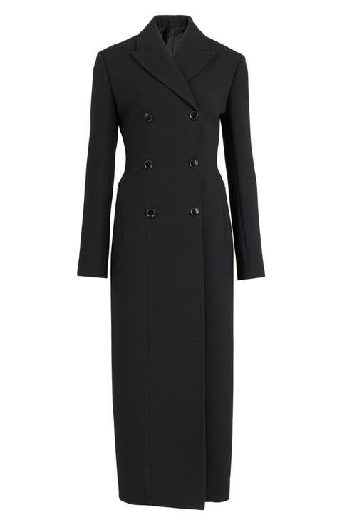 Tailored Wool Blend Crepe Coat