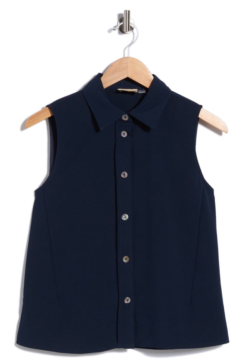 Sleeveless Buttoned Top, Alternate, color, NAVY