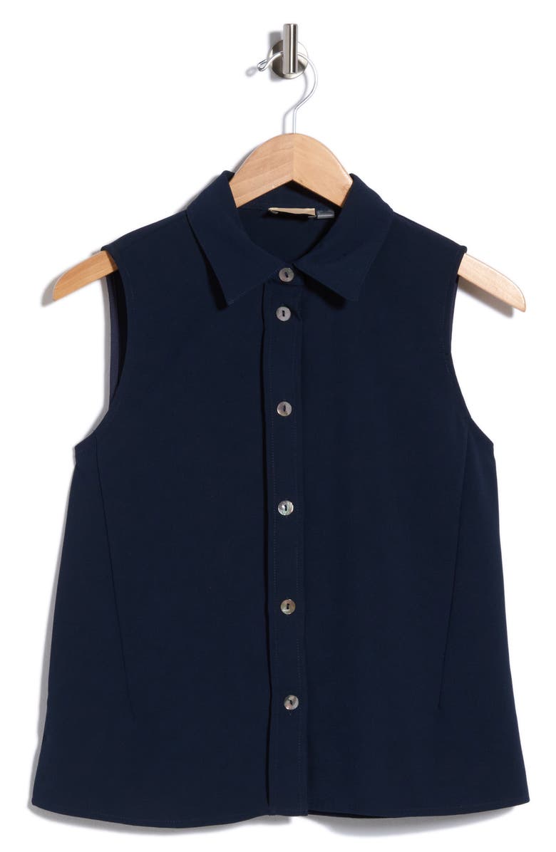 ELIE ELIE TAHARI Sleeveless Buttoned Top, Main, color, Navy