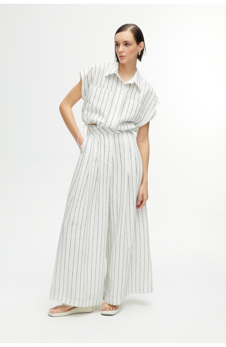 Nocturne Striped Wide Leg Pants, Alternate, color, 
