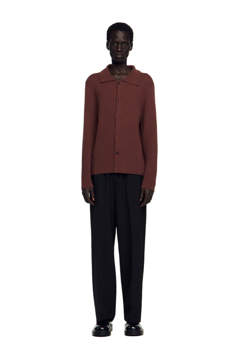 Waffle-knit shirt, Alternate, color, Chocolate