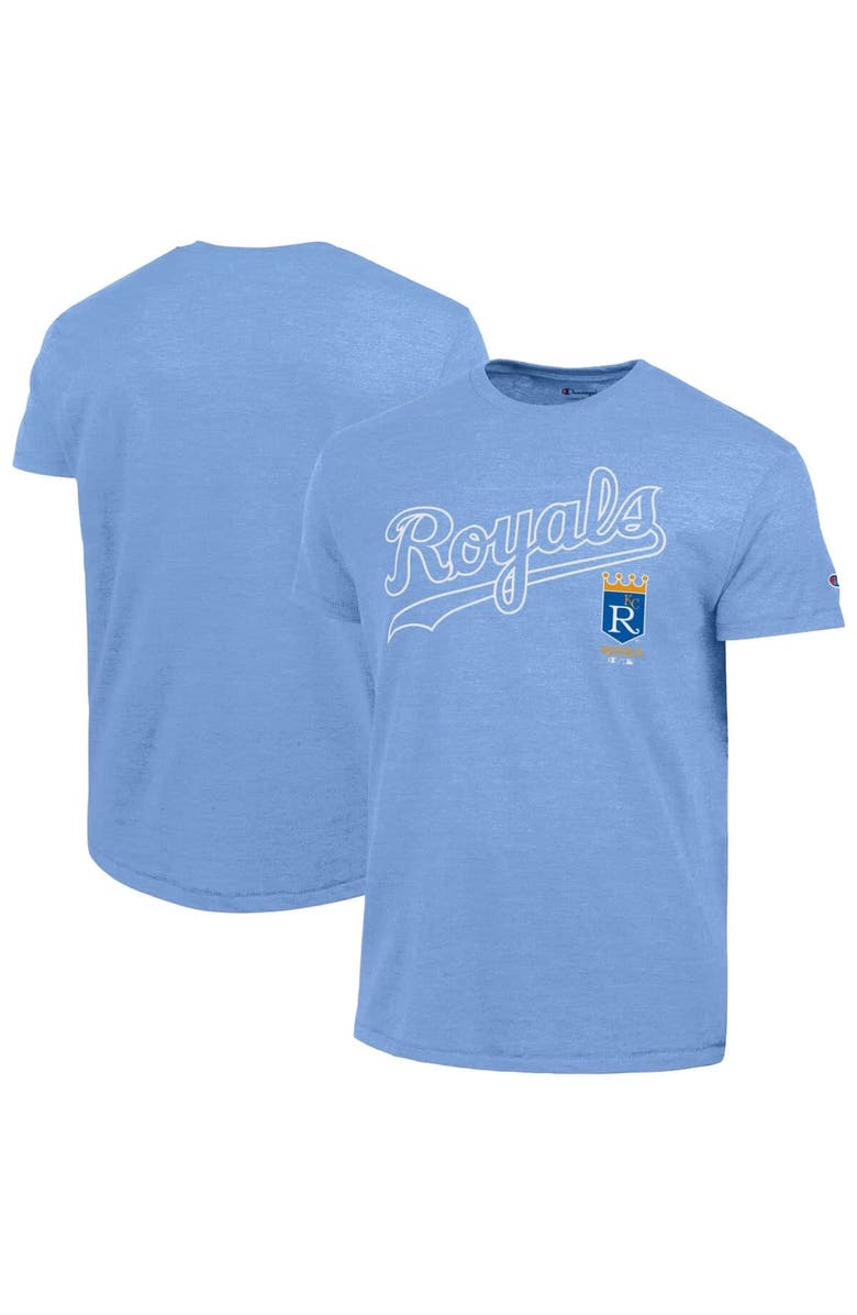 Champion Men's Champion Light Blue Kansas City Royals Cooperstown Wordmark Lockup Tri-Blend T-Shirt, Main, color, Light Blue