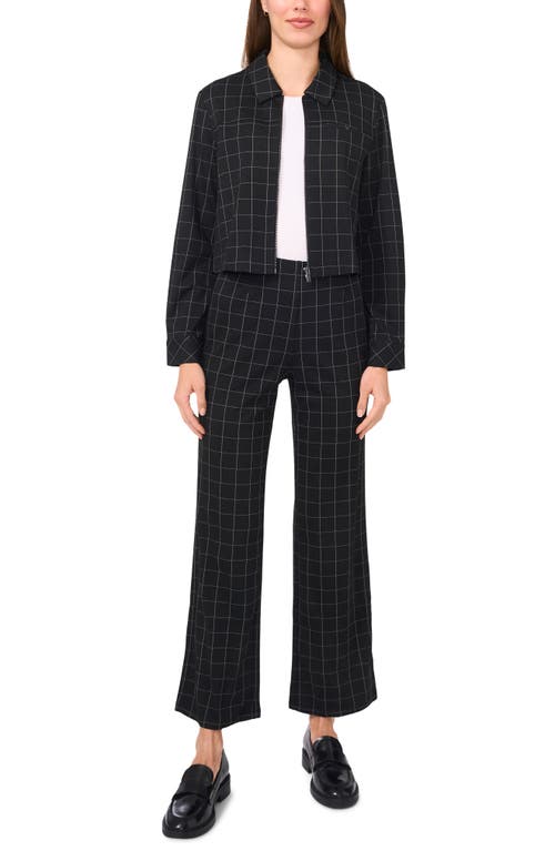 Halogen ® Windowpane Check Crop Zip-up Jacket In Black