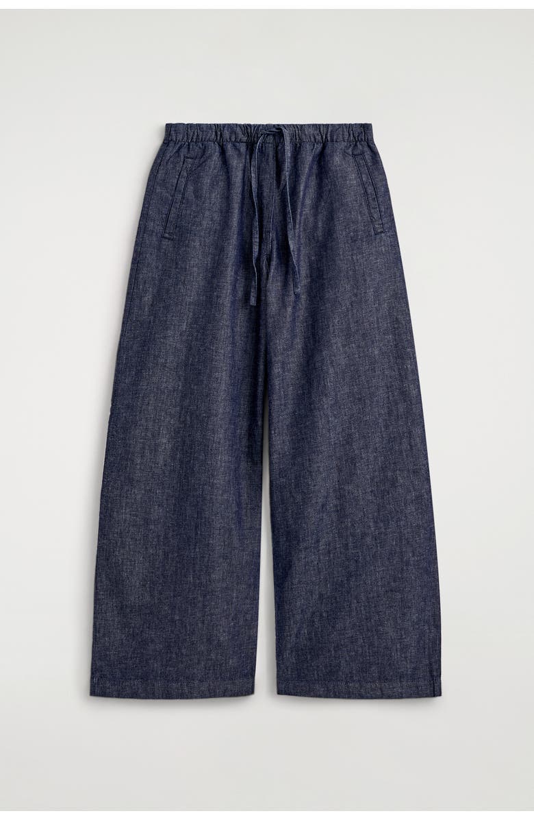 COS Denim Wide-leg Drawstring Trousers, Alternate, color, Indigo