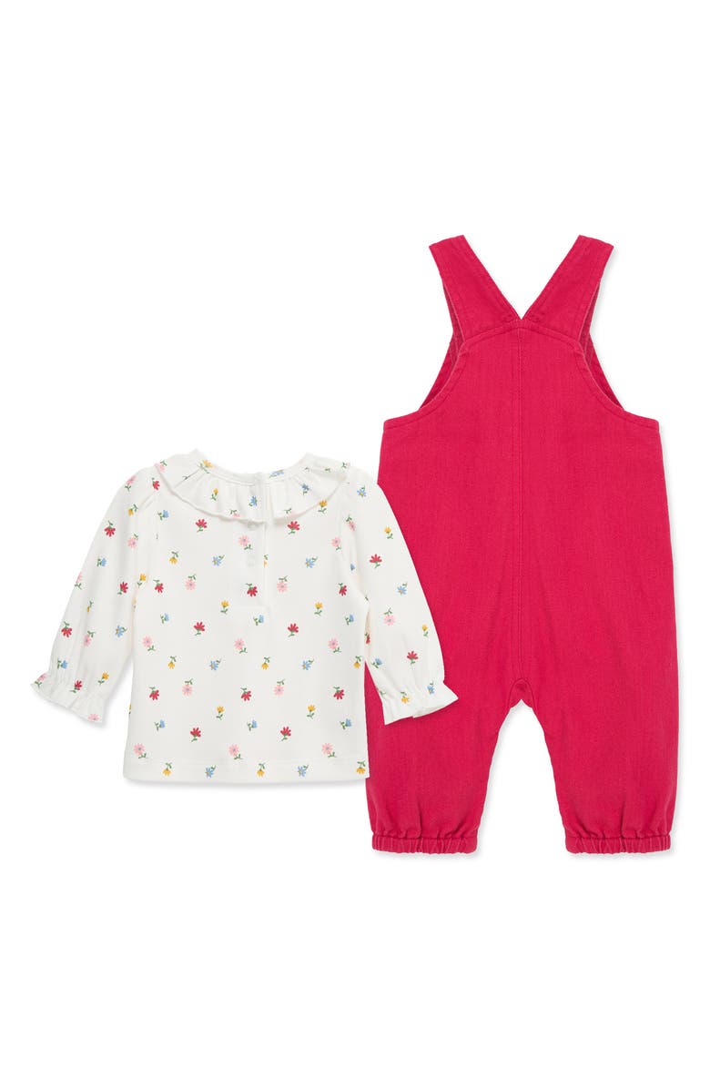 Little Me Bow Overall & T-Shirt Set, Alternate, color, Pink