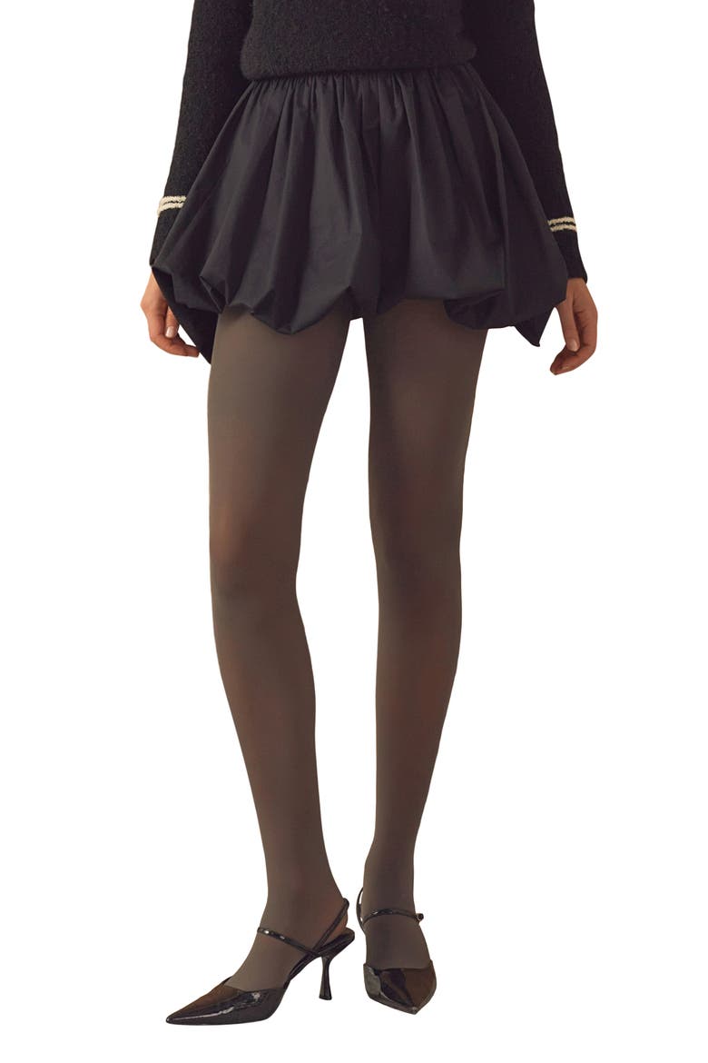 High Waist Bubble Miniskirt, Main, color, BLACK