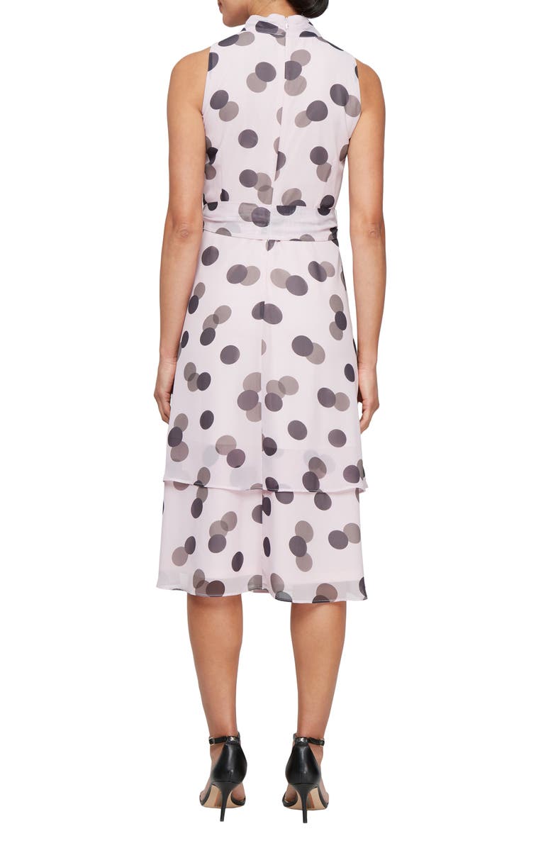 SL FASHIONS Polka Dot Sleeveless Midi Dress, Alternate, color, Pink/ Brown