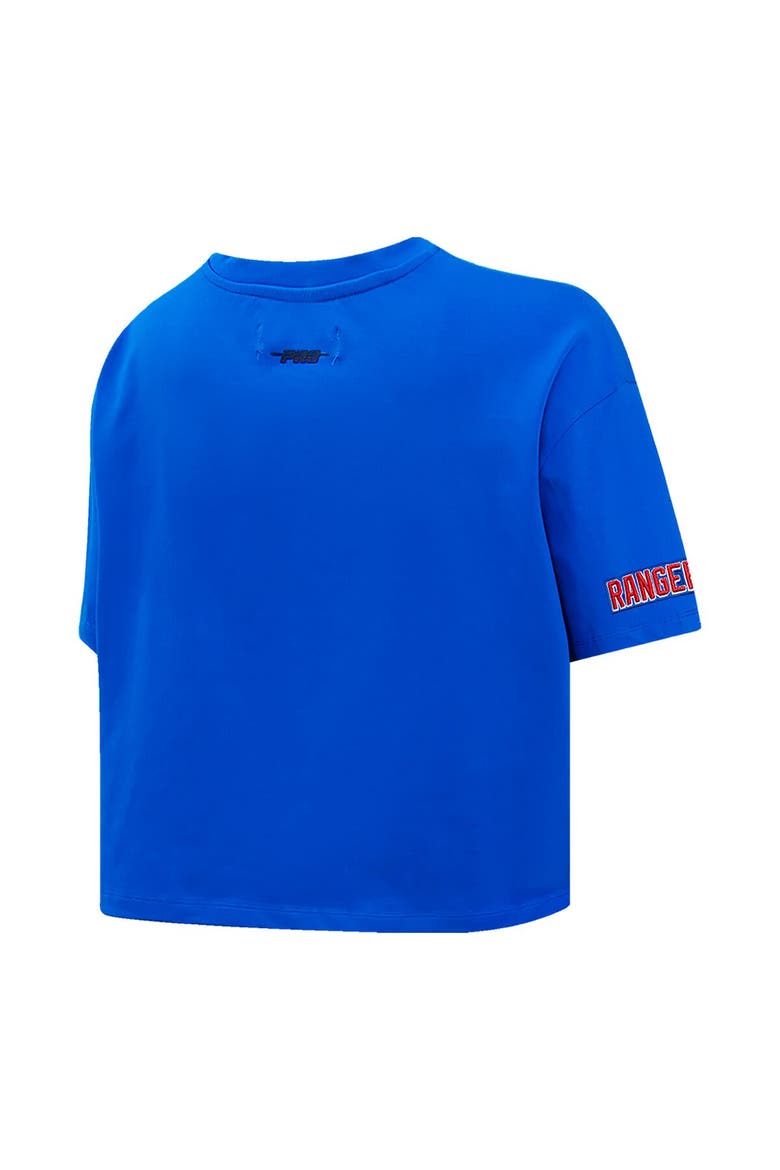 Women's Pro Standard Blue New York Rangers Boxy Script Tail Cropped T-Shirt, Alternate, color, Blue