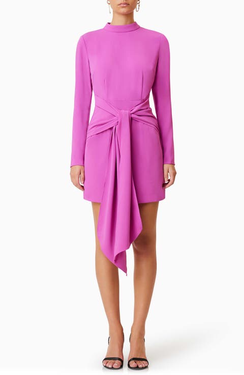 Kenna Drape Detail Long Sleeve Cocktail Minidress