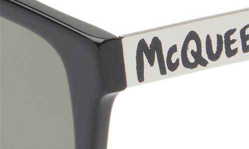 Alexander Mcqueen Mcqueen 57mm Square Sunglasses In Black Silver Green