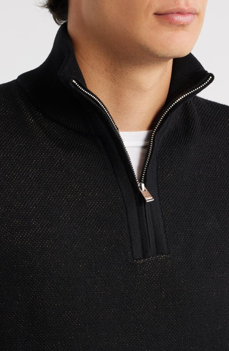 BOSS Illario Quarter Zip Sweater, Alternate, color, Black