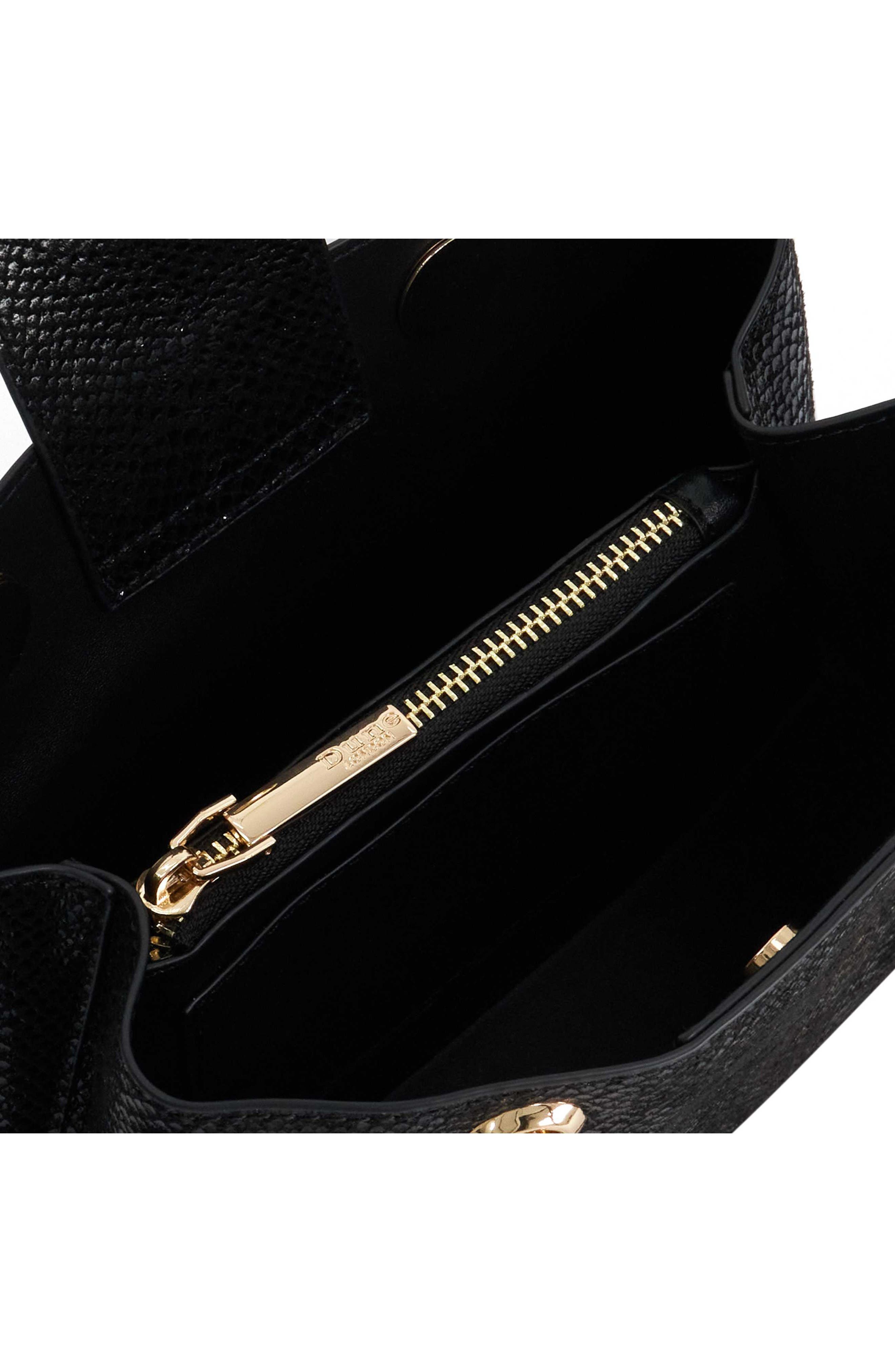 Dinidiemz Faux Leather Tote, Alternate, color, BLACK