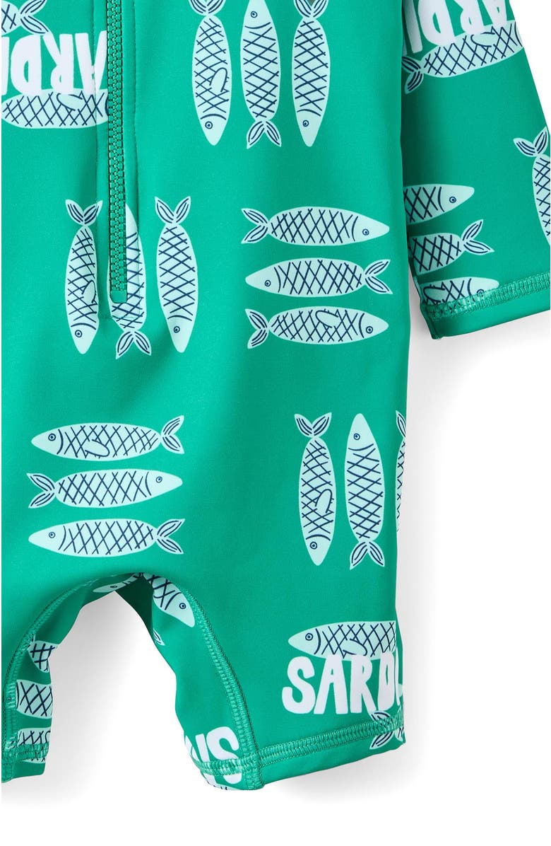 Cotton On Kids Cameron Long Sleeve Swimsuit, Alternate, color, Deep Mint Sardinas