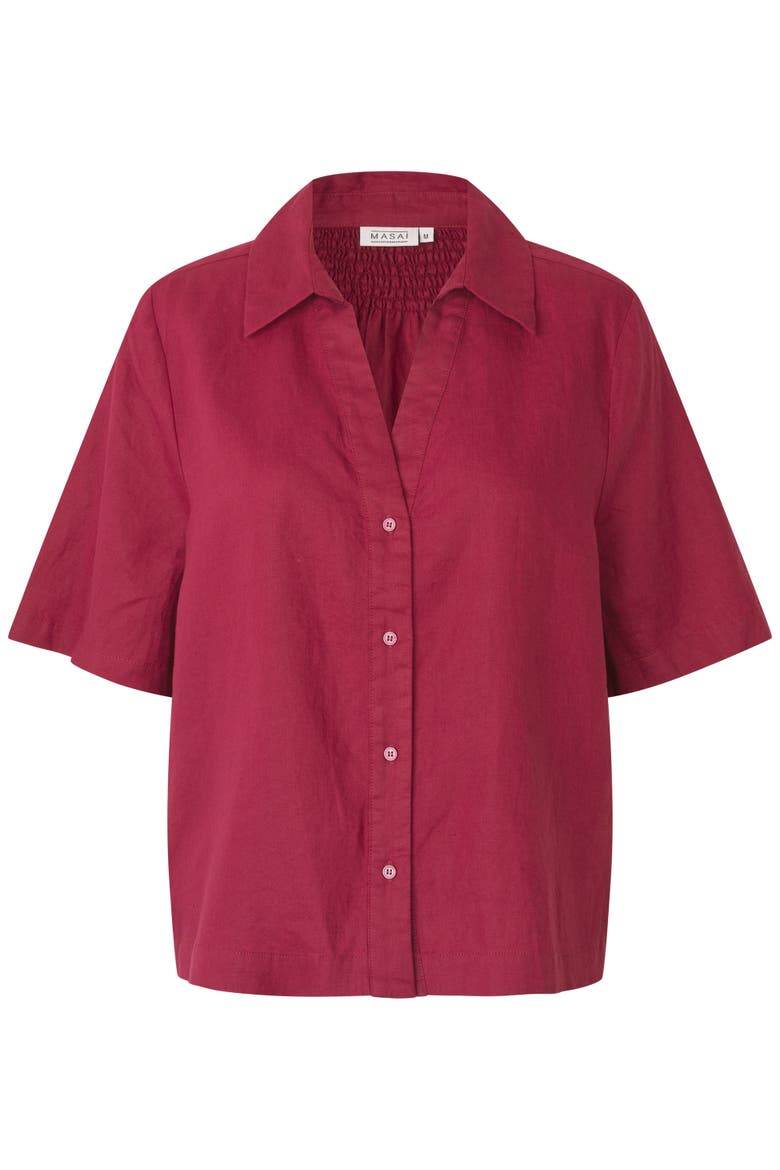 Mairyssa Smock Back Linen Shirt, Alternate, color, Beet Red