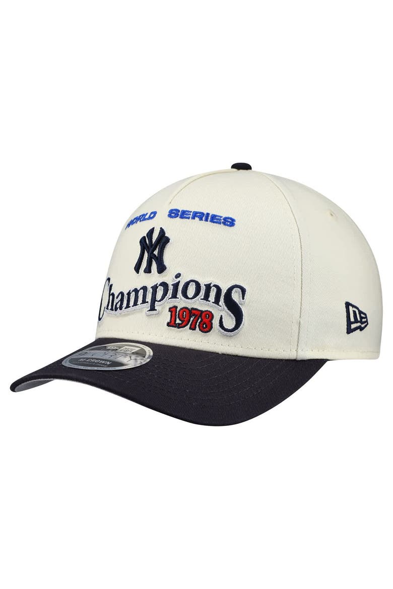 Men's New Era  Cream/Navy New York Yankees World Series 9FORTY M-Crown A-Frame Adjustable Hat, Alternate, color, Cream