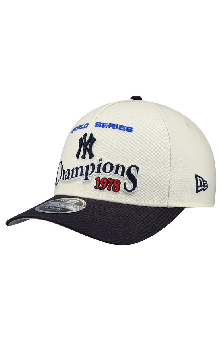 New Era Men's New Era  Cream/Navy New York Yankees World Series 9FORTY M-Crown A-Frame Adjustable Hat, Alternate, color, Cream