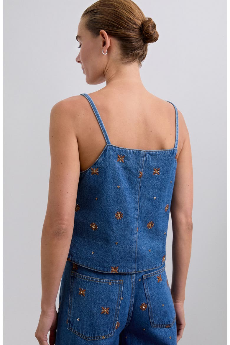 Embflower Vest, Alternate, color, Indigo