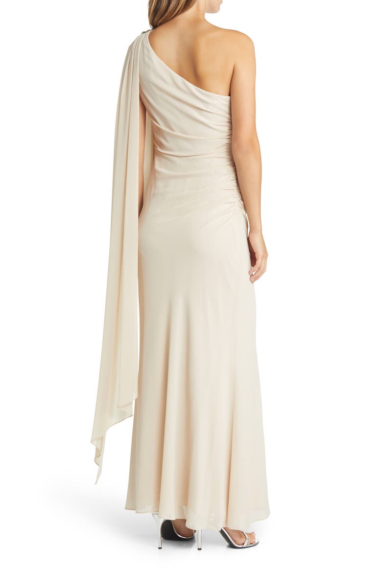 One-Shoulder Drape Gown, Alternate, color, CHAMPAGNE