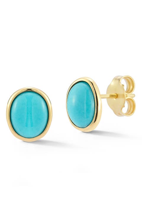 14K Turquoise Stud Earrings