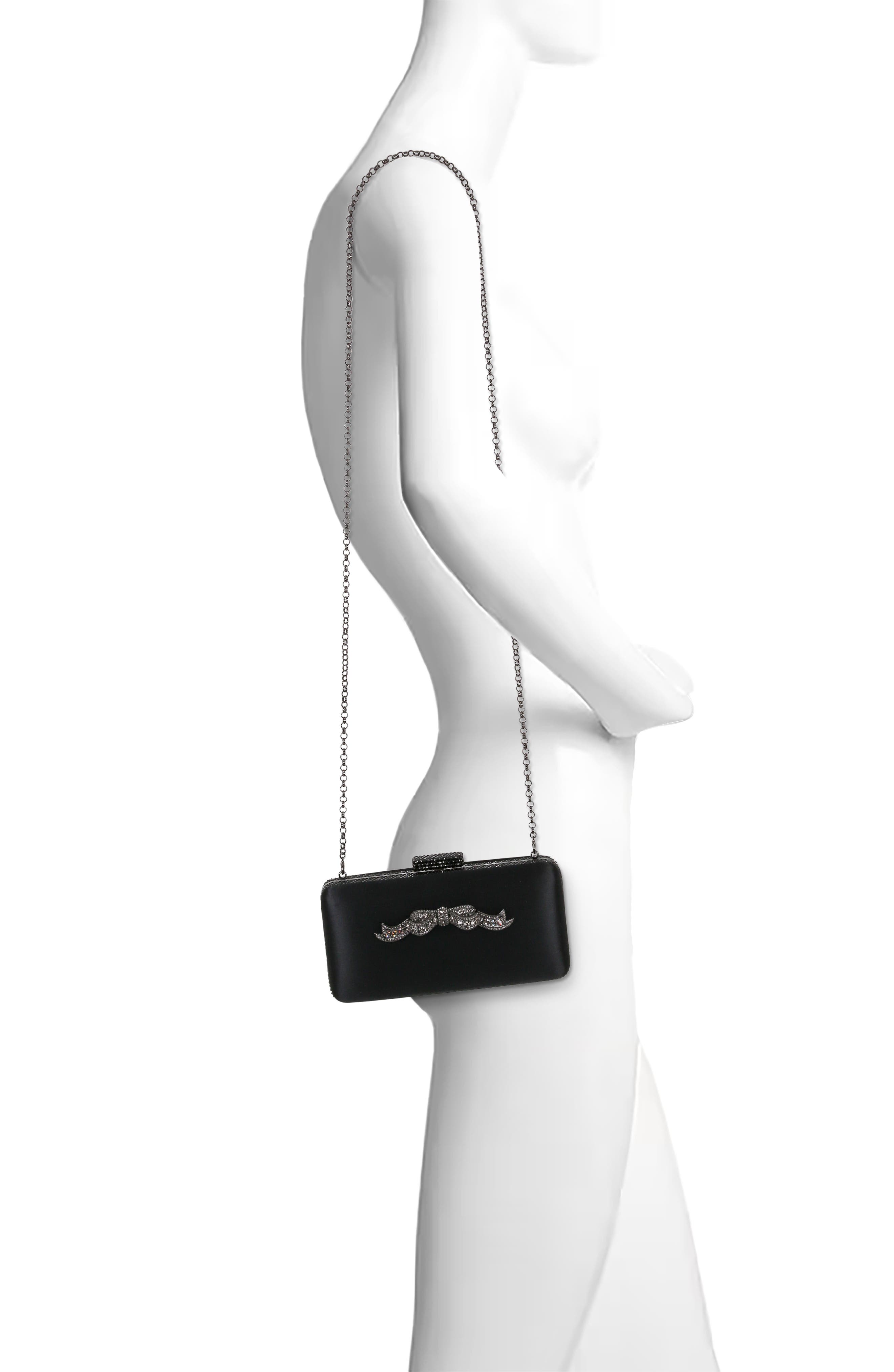 BADGLEY MISCHKA Lexi Crystal Bow Minaudiere, Alternate, color, Black