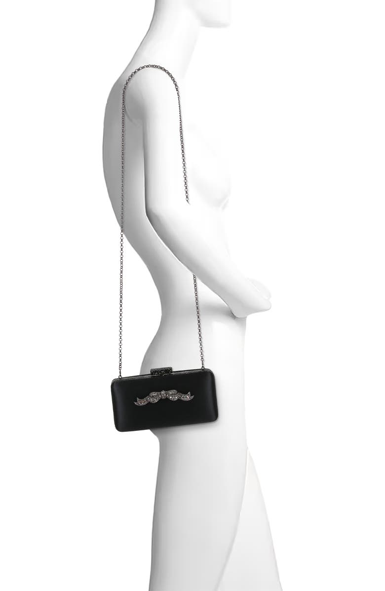 BADGLEY MISCHKA Lexi Crystal Bow Minaudiere, Alternate, color, Black