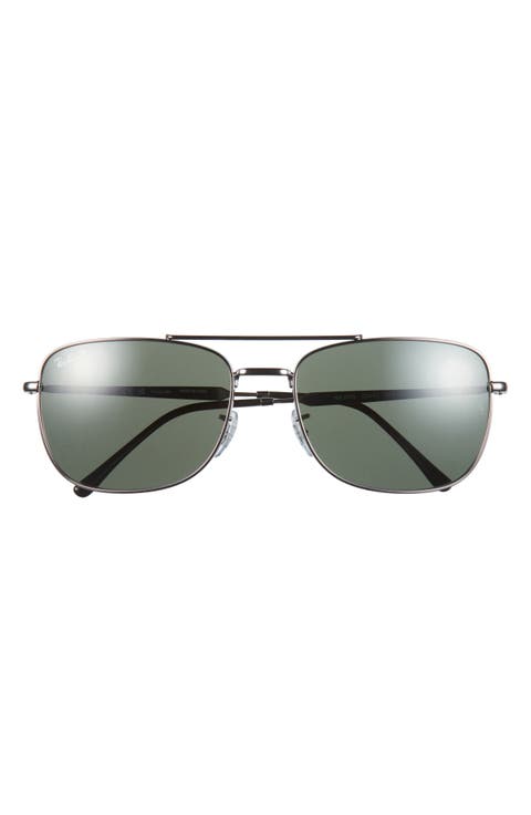 62mm Oversize Polarized Rectangular Sunglasses