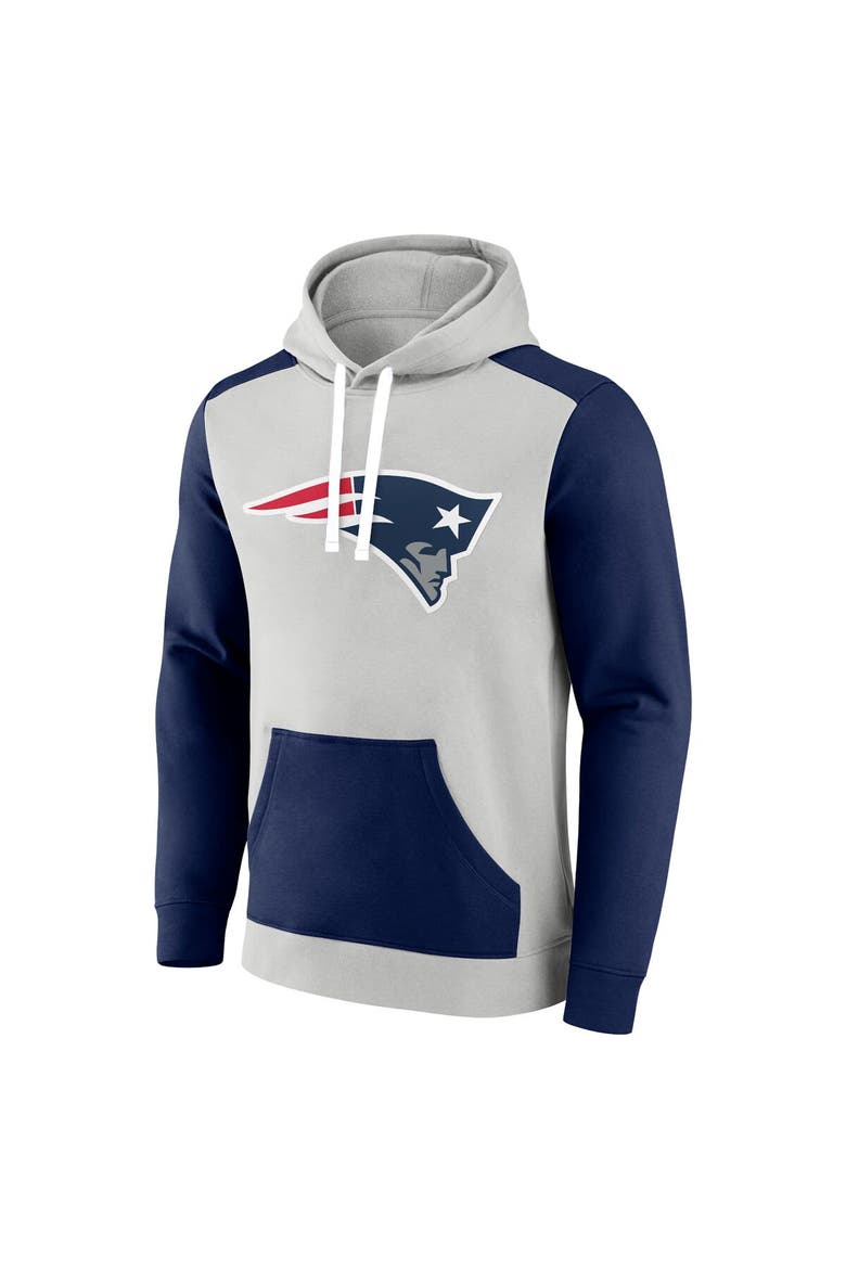 Men's Fanatics Branded Silver/Navy New England Patriots Big & Tall Team Fleece Pullover Hoodie, Alternate, color, Silver