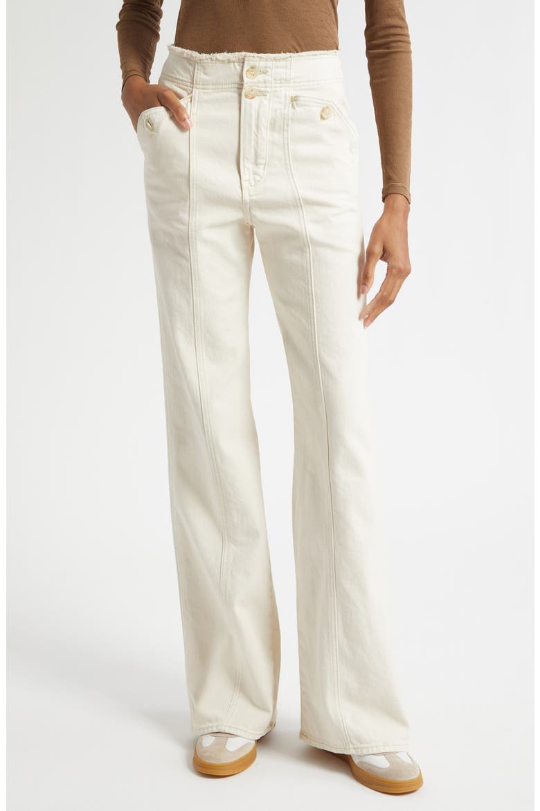 Crosbie Seamed High Waist Wide Leg Jeans, Main, color, ECRU