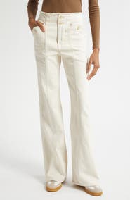 Veronica Beard Crosbie Seamed High Waist Wide Leg Jeans