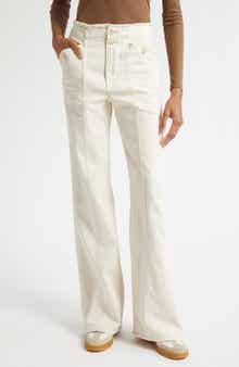 Veronica Beard Crosbie Seamed High Waist Wide Leg Jeans