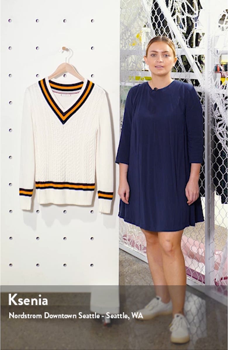 Tipped V-Neck Varsity Sweater, sales video thumbnail